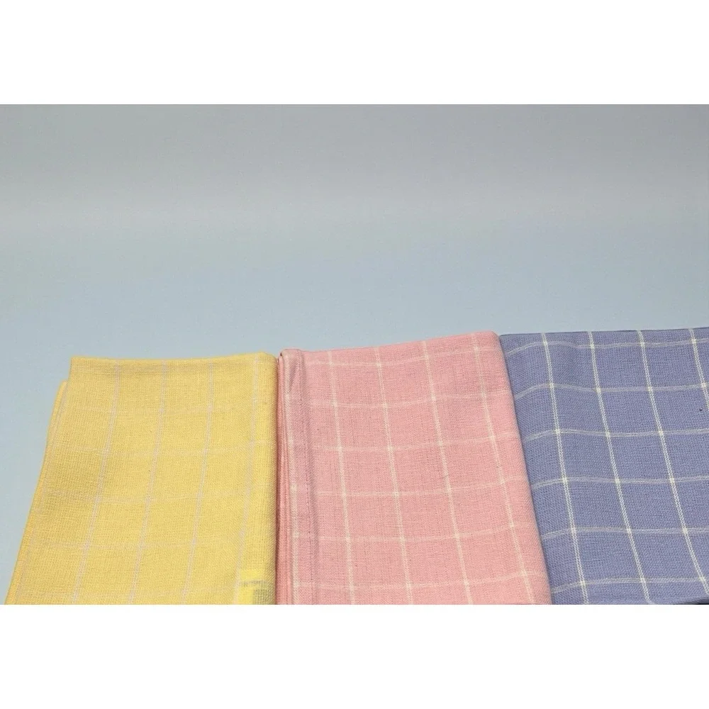 5 Plaid Kitchen‎ Tea Hand Towels Pastel Colors Indo U.S. Sales Inc 100% Cotton